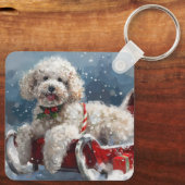 Poedel Hond Kerstfeest Sleutelhanger (Achterkant)