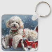 Poedel Hond Kerstfeest Sleutelhanger (Achterkant)