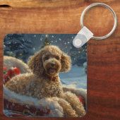Poedel Hond Kerstfeest Sleutelhanger (Achterkant)