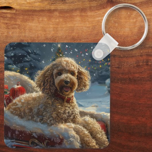 Poedel Hond Kerstfeest Sleutelhanger (Achterkant)