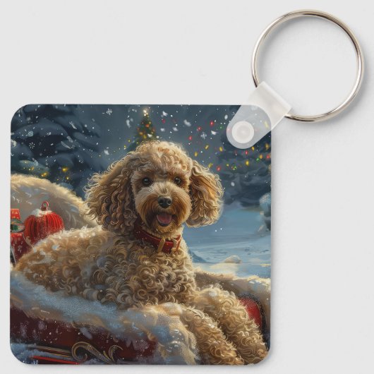 Poedel Hond Kerstfeest Sleutelhanger (Achterkant)