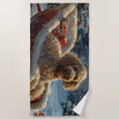 Poedel Hond Kerstfeest Strandlaken (Voorkant)