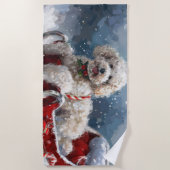 Poedel Hond Kerstfeest Strandlaken (Voorkant)