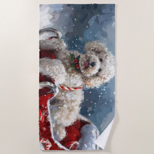 Poedel Hond Kerstfeest Strandlaken (Voorkant)