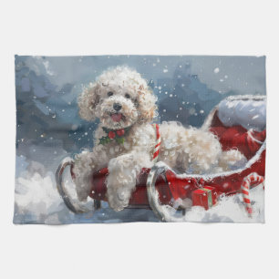 Poedel Hond Kerstfeest Theedoek