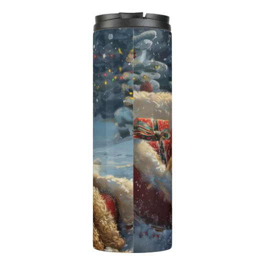 Poedel Hond Kerstfeest Thermosbeker (Achterkant)