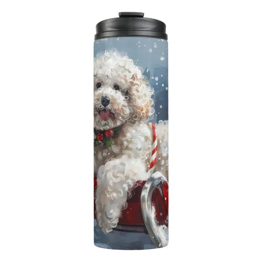 Poedel Hond Kerstfeest Thermosbeker (Voorkant)