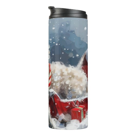 Poedel Hond Kerstfeest Thermosbeker (Geroteerd rechts)