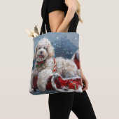 Poedel Hond Kerstfeest Tote Bag (Dichtbij)