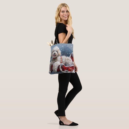Poedel Hond Kerstfeest Tote Bag (Op model)