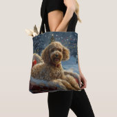 Poedel Hond Kerstfeest Tote Bag (Dichtbij)