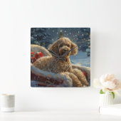 Poedel Hond Kerstfeest Vierkante Klok (Huis)