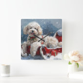 Poedel Hond Kerstfeest Vierkante Klok (Huis)