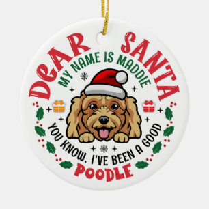 Poedel Hond Kerstman Gepersonaliseerde Kerstboom R Keramisch Ornament