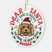Poedel Hond Kerstman Gepersonaliseerde Kerstboom R Keramisch Ornament (Links)