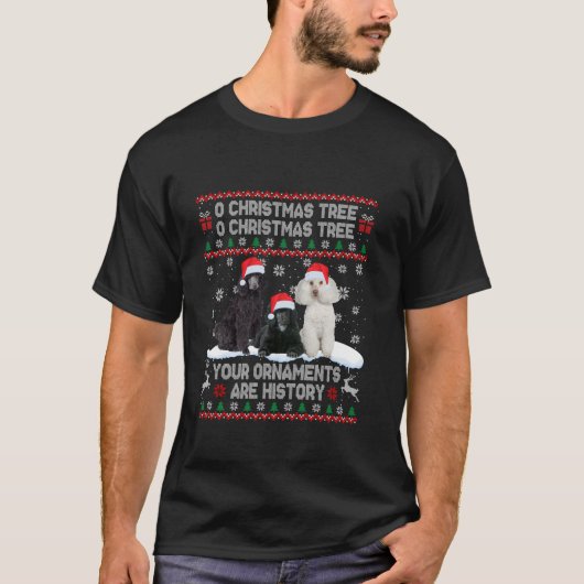 Poedel Hond Lelijke Trui Kerst Licht Xmas Pajam T-shirt (Voorkant)