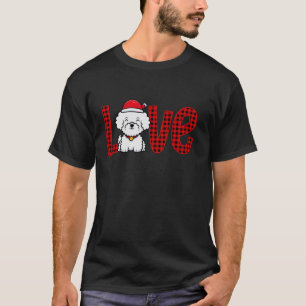 Poedel Hond Liefde Kerstmis Pyjama Familie Rood Pl T-shirt