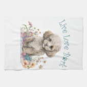 Poedel Hond Mam Bloemen Theedoek (Horizontaal)