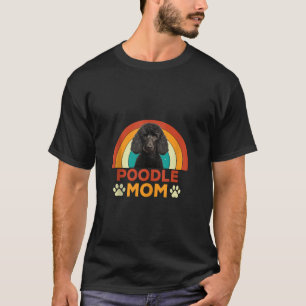 Poedel Hond Moeder Mama Retro Zonsondergang Moeder T-shirt