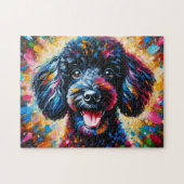 Poedel Hond Portret Acryl Art Print Hondenliefhebb Legpuzzel (Horizontaal)