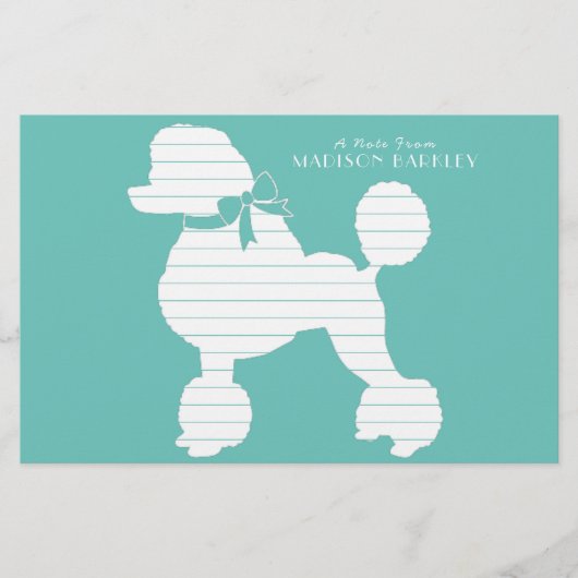 Poedel Hond Puppy Frans Silhouet Briefpapier (Voorkant)