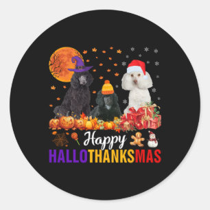 Poedel Hond Puppy Hallothanksmas Halloween Thanksg Ronde Sticker