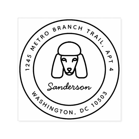 Poedel hond retour adres stempel zelf-inkt (Design)