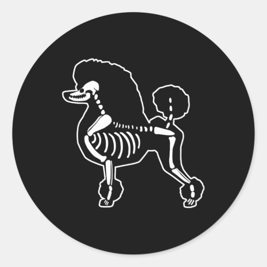 Poedel Hond Skelet Halloween Doodle Honden Lover O Ronde Sticker (Voorkant)