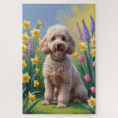 Poedel Hond Spring Bloemen schilderij Legpuzzel (Verticaal)