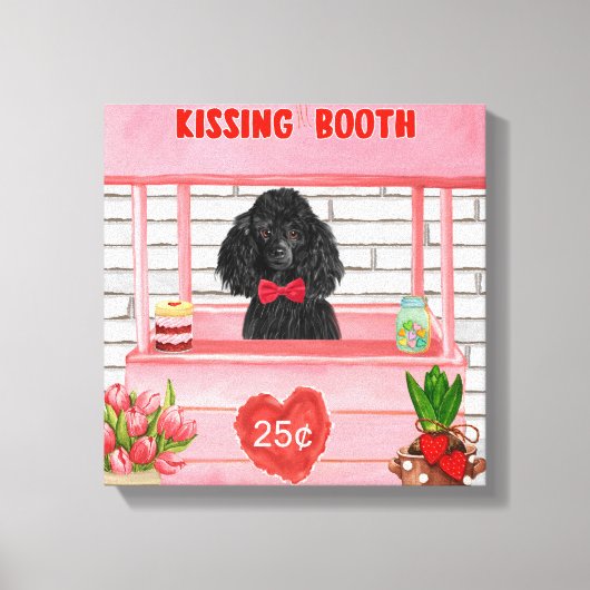 poedel Hond Valentijnsdag Kusstand Canvas Afdruk (Voorkant)