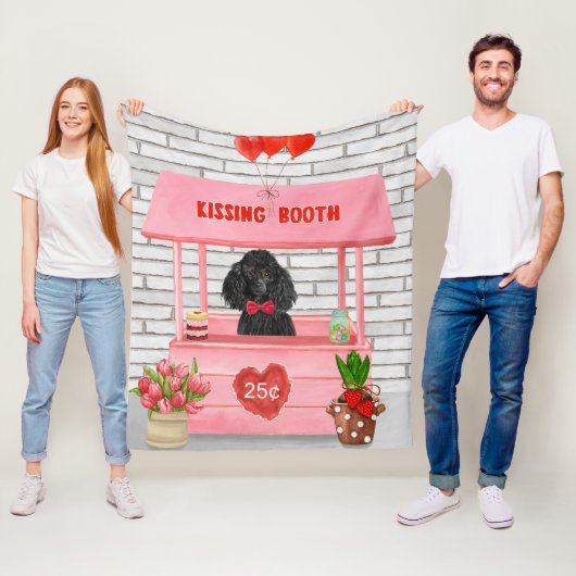poedel Hond Valentijnsdag Kusstand Fleece Deken (In situ)