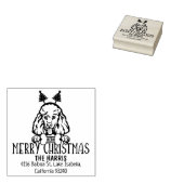 Poedel Hond Vrolijk Kerstmis Retouradres Rubberstempel (Gestempeld)