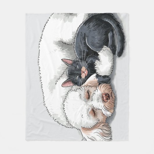 Poedel Hond Zwarte Kat Fleece Deken Liefde Knuffel (Voorkant)