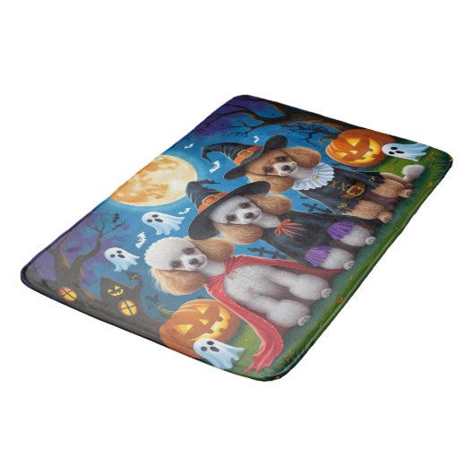 Poedel Honden Pompoen Halloween Grappig Badmat (Gekanteld)