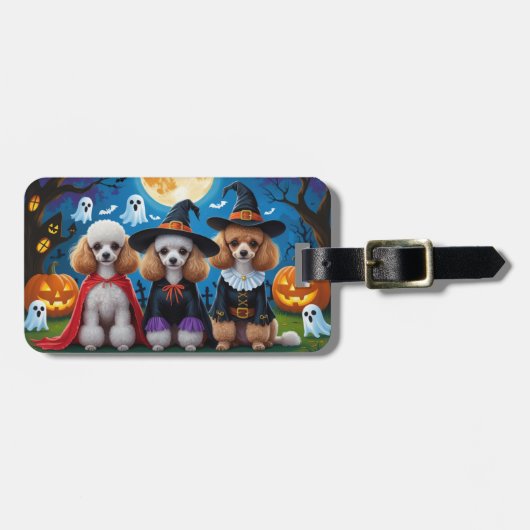 Poedel Honden Pompoen Halloween Grappig Bagagelabel (Voorkant horizontaal)