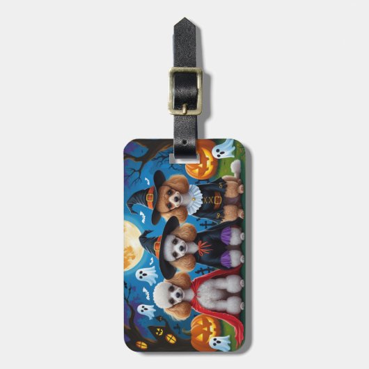 Poedel Honden Pompoen Halloween Grappig Bagagelabel (Voorkant verticaal)