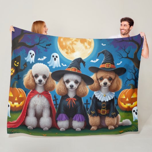 Poedel Honden Pompoen Halloween Grappig Fleece Deken (In situ)
