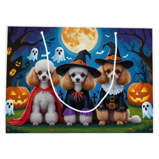 Poedel Honden Pompoen Halloween Grappig Groot Cadeauzakje (Achterkant)