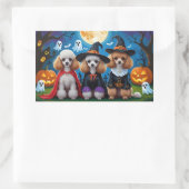 Poedel Honden Pompoen Halloween Grappig Rechthoekige Sticker (Tas)