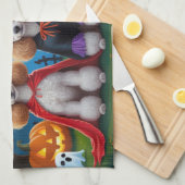 Poedel Honden Pompoen Halloween Grappig Theedoek (Quarter Fold)