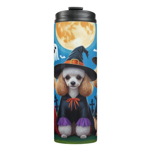 Poedel Honden Pompoen Halloween Grappig Thermosbeker (Voorkant)