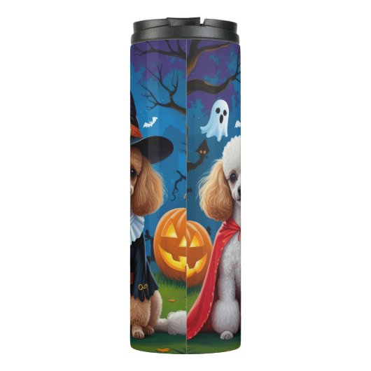 Poedel Honden Pompoen Halloween Grappig Thermosbeker (Achterkant)