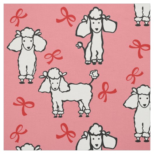 Poedel Honden Rode strik Roze Stof (Swatch)