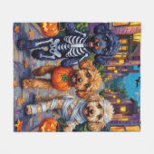 Poedel honden truc-of-behandelen Halloween kostuum Fleece Deken (Voorkant (Horizontaal))