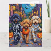 Poedel honden truc-of-behandelen Halloween kostuum Kaart (Voorkant)