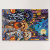 Poedel honden truc-of-behandelen Halloween kostuum Legpuzzel (Horizontaal)