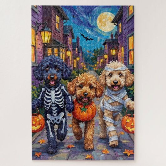 Poedel honden truc-of-behandelen Halloween kostuum Legpuzzel (Verticaal)