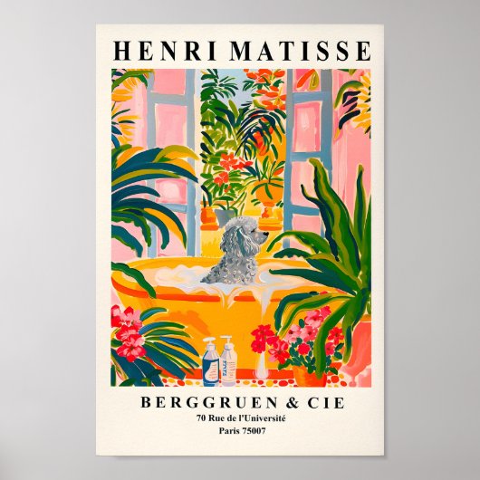 Poedel in bad, grappige badkamer muur kunst voor h poster (Voorkant)