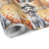 Poedel in de herfst verlaat Thanksgiving kunst Cadeaupapier (Rol Hoek)