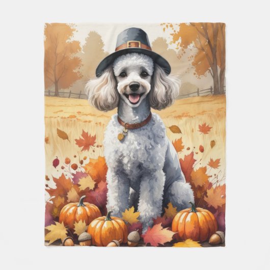 Poedel in de herfst verlaat Thanksgiving kunst Fleece Deken (Voorkant)